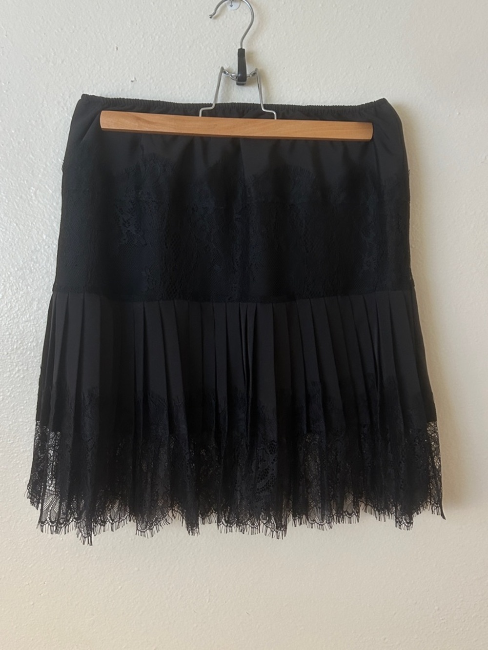 Satin Lace Black Slip Mini Skirt size Medium